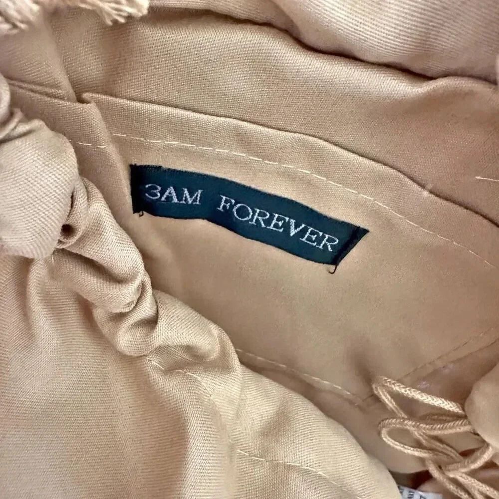 3 AM FOREVER BOUTIQUE | Straw Purse Bag Blue Tan Pink Lined Drawstring - Picture 4 of 6